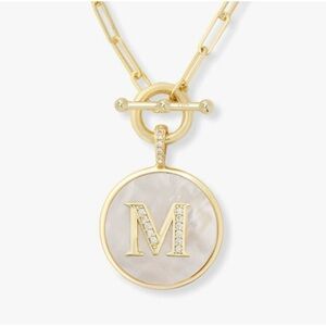 Melinda Maria Love Letters Gold and White Initial Pendant Necklace